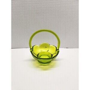 Viking Art Glass Green 6 Petal Basket Pebble Texture 6 Inch
